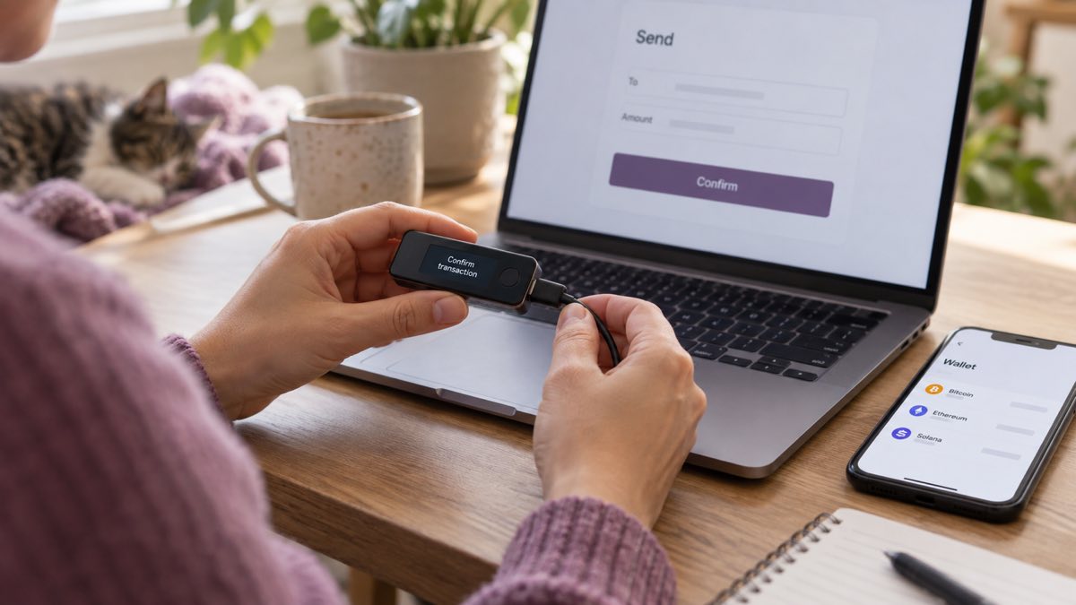 Connecting a hardware wallet to a laptop