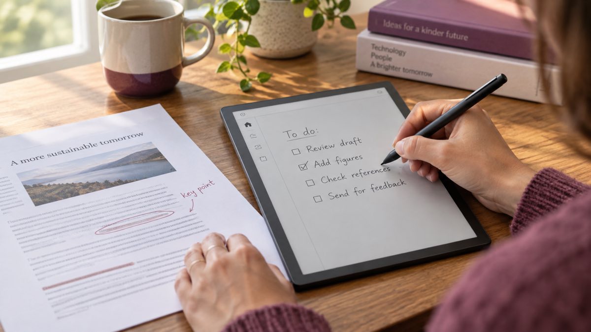 Annotating notes on an e-paper tablet